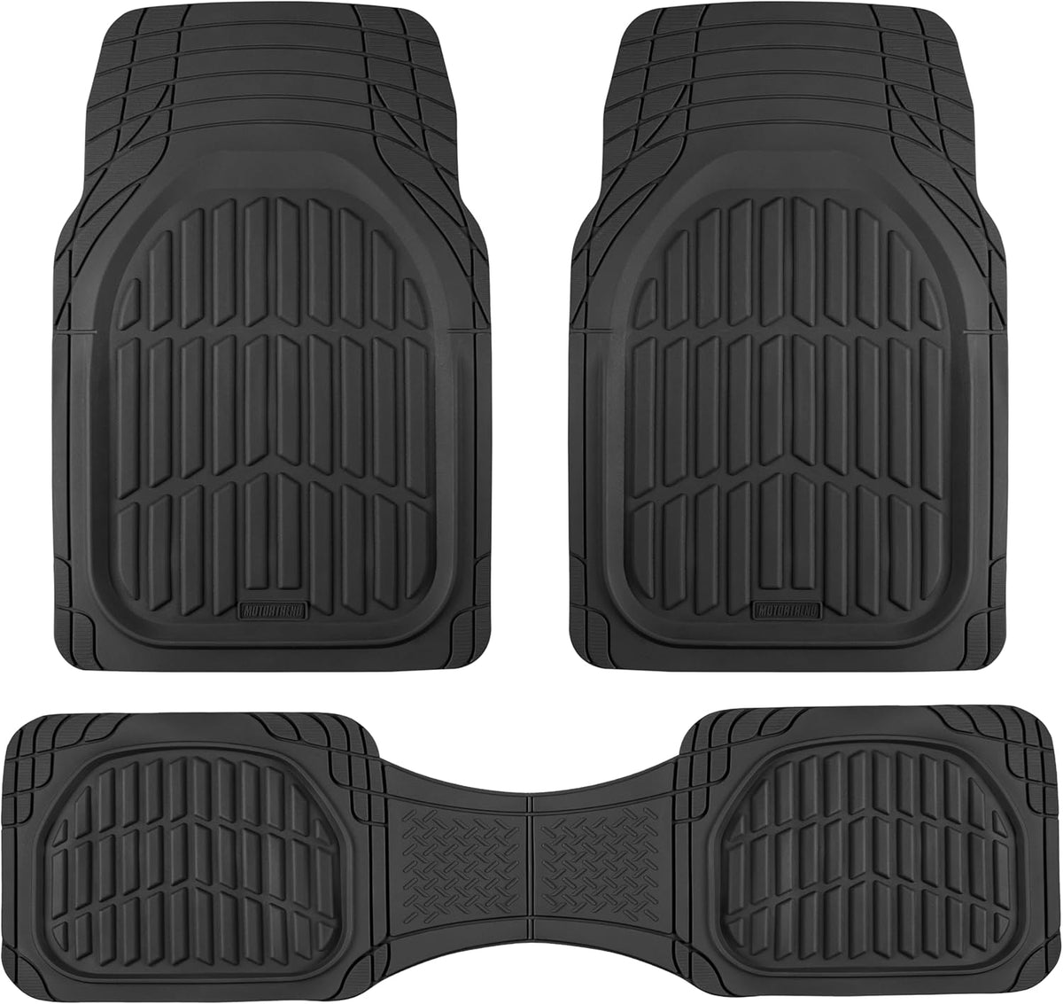 Motor Trend -2 Piece Front Car Floor Mats- Black FlexTough Contour Liners-Deep Dish Heavy Duty Rubber Floor Mats for Car SUV Truck & Van-All Weather Protection, Universal Trim to Fit