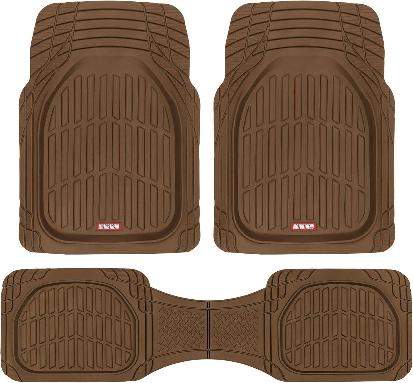 Motor Trend -2 Piece Front Car Floor Mats- Black FlexTough Contour Liners-Deep Dish Heavy Duty Rubber Floor Mats for Car SUV Truck & Van-All Weather Protection, Universal Trim to Fit