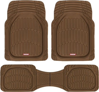 Motor Trend -2 Piece Front Car Floor Mats- Black FlexTough Contour Liners-Deep Dish Heavy Duty Rubber Floor Mats for Car SUV Truck & Van-All Weather Protection, Universal Trim to Fit