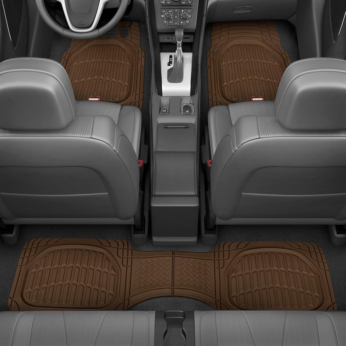 Motor Trend -2 Piece Front Car Floor Mats- Black FlexTough Contour Liners-Deep Dish Heavy Duty Rubber Floor Mats for Car SUV Truck & Van-All Weather Protection, Universal Trim to Fit
