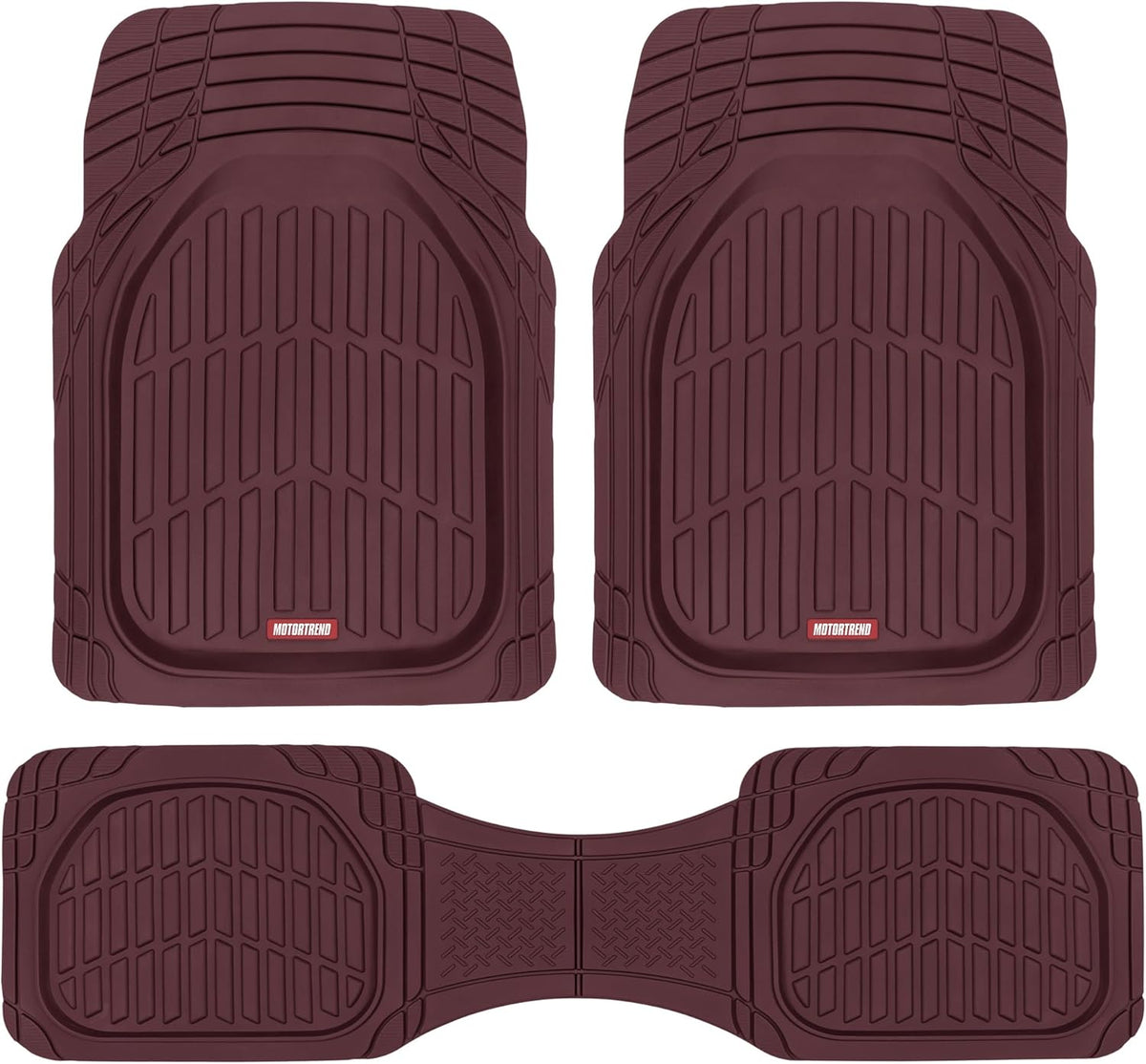 Motor Trend -2 Piece Front Car Floor Mats- Black FlexTough Contour Liners-Deep Dish Heavy Duty Rubber Floor Mats for Car SUV Truck & Van-All Weather Protection, Universal Trim to Fit