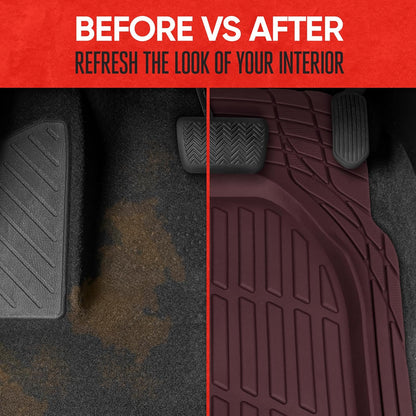 Motor Trend -2 Piece Front Car Floor Mats- Black FlexTough Contour Liners-Deep Dish Heavy Duty Rubber Floor Mats for Car SUV Truck & Van-All Weather Protection, Universal Trim to Fit