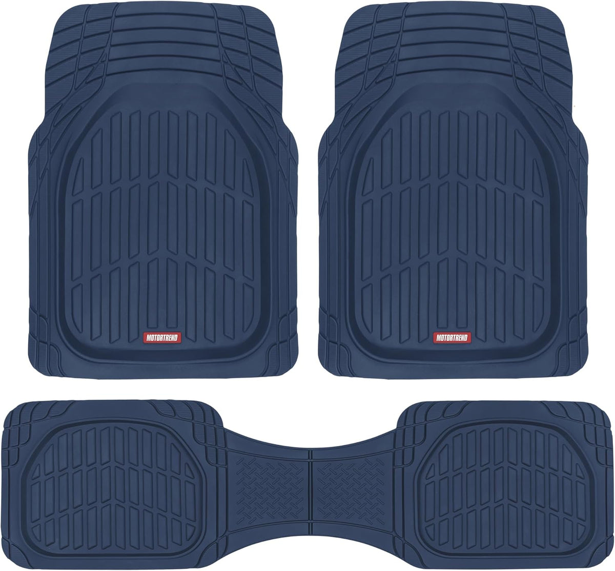 Motor Trend -2 Piece Front Car Floor Mats- Black FlexTough Contour Liners-Deep Dish Heavy Duty Rubber Floor Mats for Car SUV Truck & Van-All Weather Protection, Universal Trim to Fit