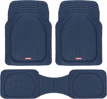 Motor Trend -2 Piece Front Car Floor Mats- Black FlexTough Contour Liners-Deep Dish Heavy Duty Rubber Floor Mats for Car SUV Truck & Van-All Weather Protection, Universal Trim to Fit