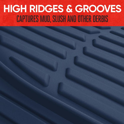 Motor Trend -2 Piece Front Car Floor Mats- Black FlexTough Contour Liners-Deep Dish Heavy Duty Rubber Floor Mats for Car SUV Truck & Van-All Weather Protection, Universal Trim to Fit
