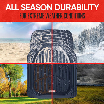 Motor Trend -2 Piece Front Car Floor Mats- Black FlexTough Contour Liners-Deep Dish Heavy Duty Rubber Floor Mats for Car SUV Truck & Van-All Weather Protection, Universal Trim to Fit