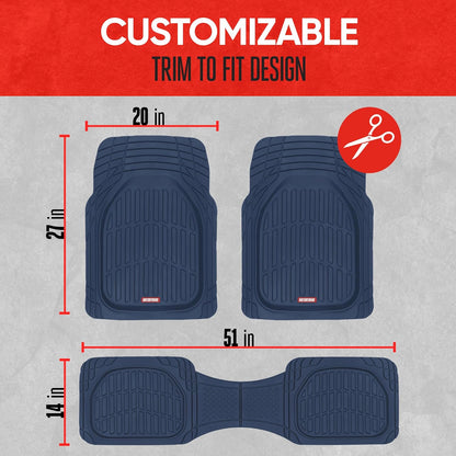 Motor Trend -2 Piece Front Car Floor Mats- Black FlexTough Contour Liners-Deep Dish Heavy Duty Rubber Floor Mats for Car SUV Truck & Van-All Weather Protection, Universal Trim to Fit