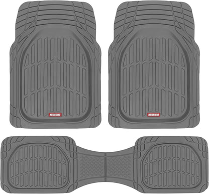 Motor Trend -2 Piece Front Car Floor Mats- Black FlexTough Contour Liners-Deep Dish Heavy Duty Rubber Floor Mats for Car SUV Truck & Van-All Weather Protection, Universal Trim to Fit