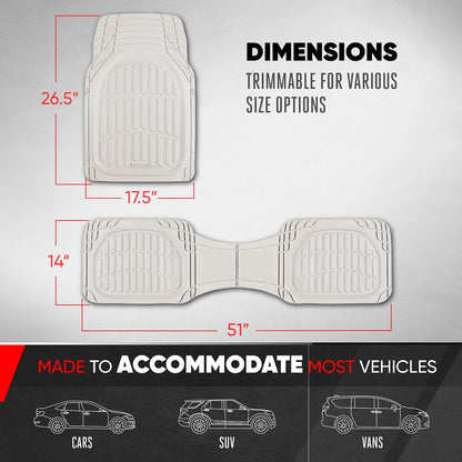 Motor Trend -2 Piece Front Car Floor Mats- Black FlexTough Contour Liners-Deep Dish Heavy Duty Rubber Floor Mats for Car SUV Truck & Van-All Weather Protection, Universal Trim to Fit