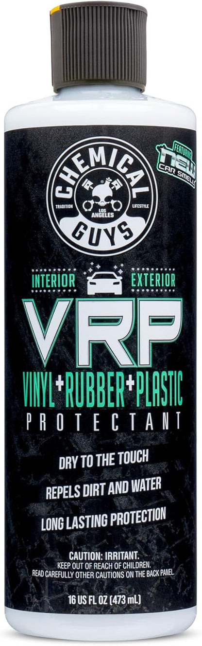Chemical Guys VRP Vinyl, Rubber and Plastic Protectant, Super Shine Dressing for Tires, Trim and More, Safe for Cars, Trucks, SUVs, & More (16 Fl oz) - New Car Scent