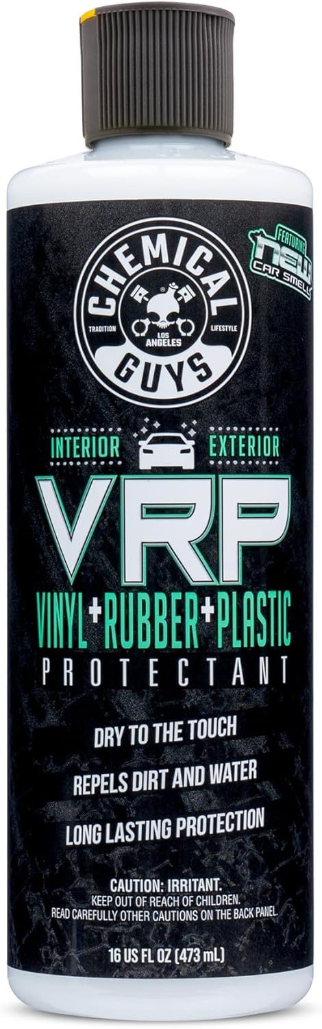 Chemical Guys VRP Vinyl, Rubber and Plastic Protectant, Super Shine Dressing for Tires, Trim and More, Safe for Cars, Trucks, SUVs, & More (16 Fl oz) - New Car Scent