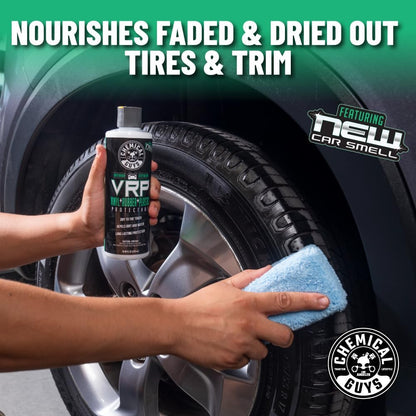 Chemical Guys VRP Vinyl, Rubber and Plastic Protectant, Super Shine Dressing for Tires, Trim and More, Safe for Cars, Trucks, SUVs, & More (16 Fl oz) - New Car Scent
