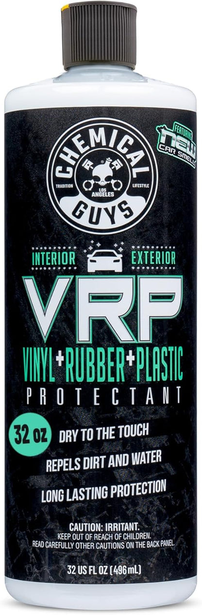 Chemical Guys VRP Vinyl, Rubber and Plastic Protectant, Super Shine Dressing for Tires, Trim and More, Safe for Cars, Trucks, SUVs, & More (16 Fl oz) - New Car Scent