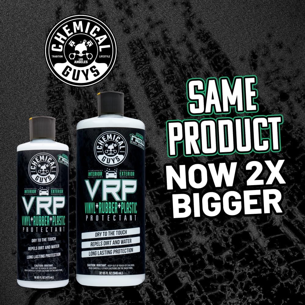 Chemical Guys VRP Vinyl, Rubber and Plastic Protectant, Super Shine Dressing for Tires, Trim and More, Safe for Cars, Trucks, SUVs, & More (16 Fl oz) - New Car Scent