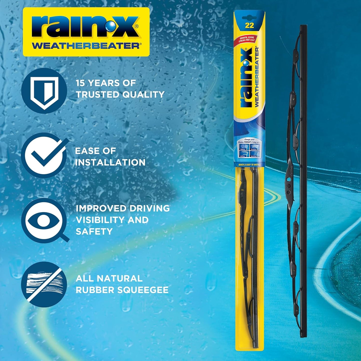 Rain-X 820148 WeatherBeater Wiper Blades, 24" and 18" Windshield Wipers, Automotive Replacement Windshield Wiper Blades That Meet Or Exceed OEM Quality And Durability Standards, (Set of 2)