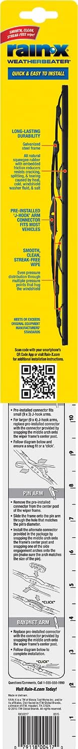 Rain-X 820148 WeatherBeater Wiper Blades, 24" and 18" Windshield Wipers, Automotive Replacement Windshield Wiper Blades That Meet Or Exceed OEM Quality And Durability Standards, (Set of 2)