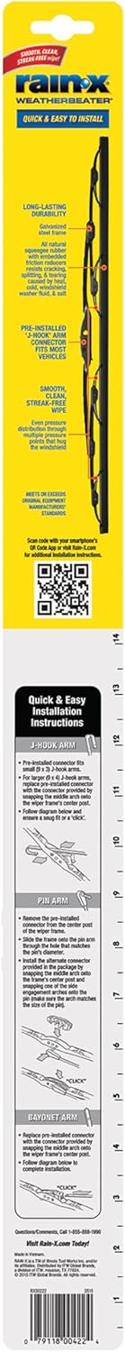 Rain-X 820148 WeatherBeater Wiper Blades, 24" and 18" Windshield Wipers, Automotive Replacement Windshield Wiper Blades That Meet Or Exceed OEM Quality And Durability Standards, (Set of 2)