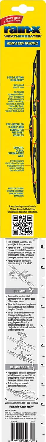 Rain-X 820148 WeatherBeater Wiper Blades, 24" and 18" Windshield Wipers, Automotive Replacement Windshield Wiper Blades That Meet Or Exceed OEM Quality And Durability Standards, (Set of 2)